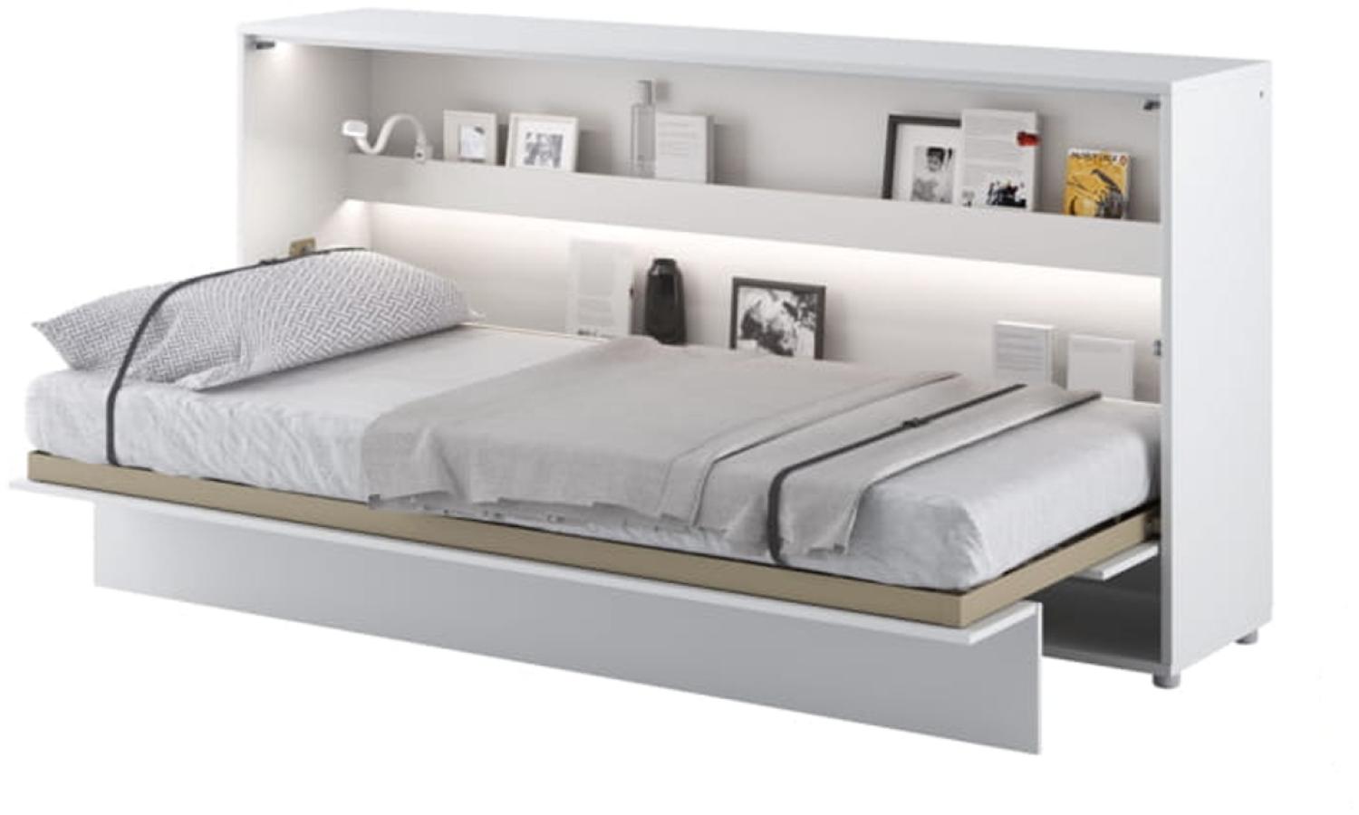 MEBLINI Schrankbett Bed Concept - BC-06 - 90x200cm Horizontal - Weiß Matt - Wandbett mit Lattenrost - Klappbett mit Schrank - Wandklappbett - Murphy Bed - Bettschrank Bild 1