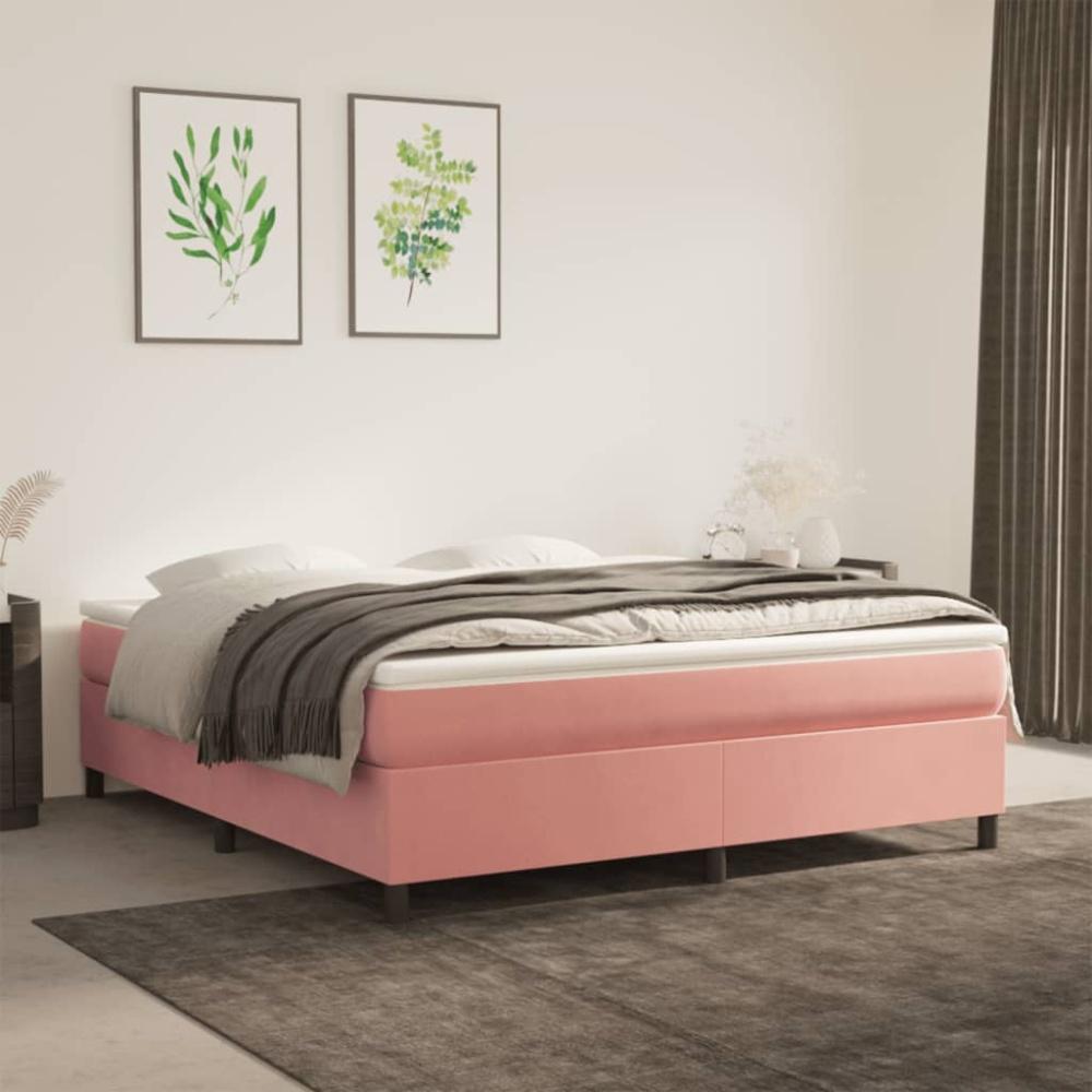 vidaXL Boxspringbett mit Matratze Rosa 180x200 cm Samt, Härtegrad: H2 [3144698] Bild 1