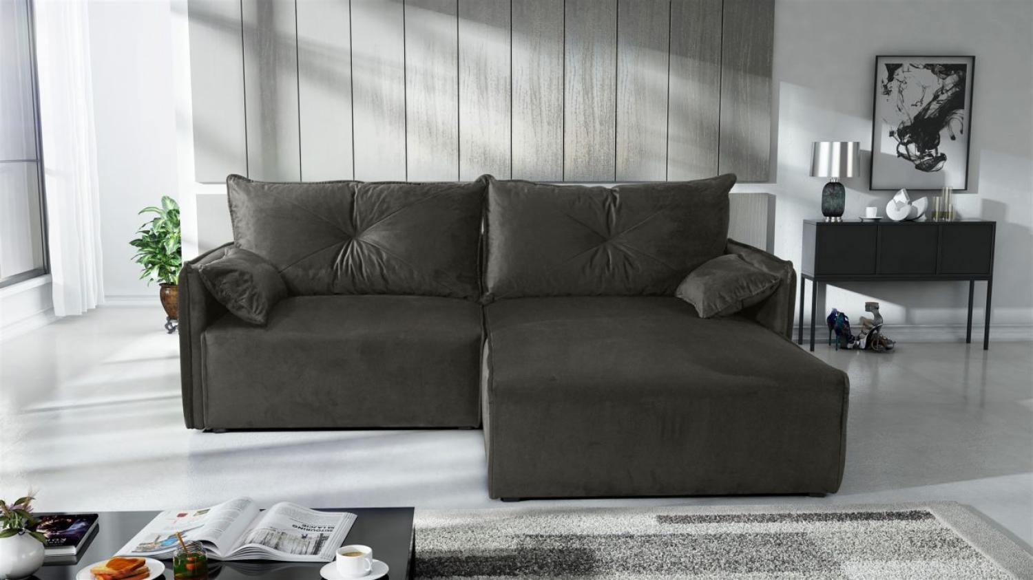 Ecksofa mit Schlaffunktion HUNTER XS in Stoff Royal Dunkelgrau Ottomane Rechts Bild 1