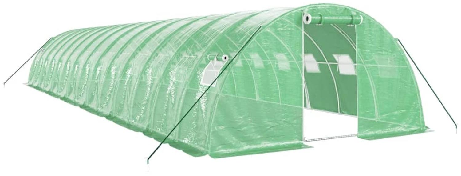 vidaXL Gewächshaus mit Stahlrahmen Grün 56 m² 14x4x2 m 3188066 Bild 1