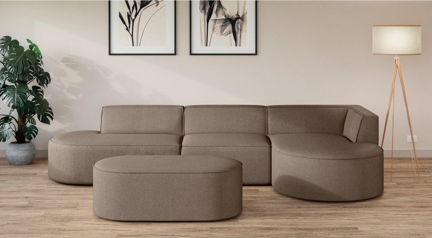 andas Ecksofa Ecksofa EIVIND mit Ottomane rechts/links, Maße: B/H/T 343/159/72 cm, L-Form mit Wellenunterfederung, auch in Feincord und Bouclé Bild 1