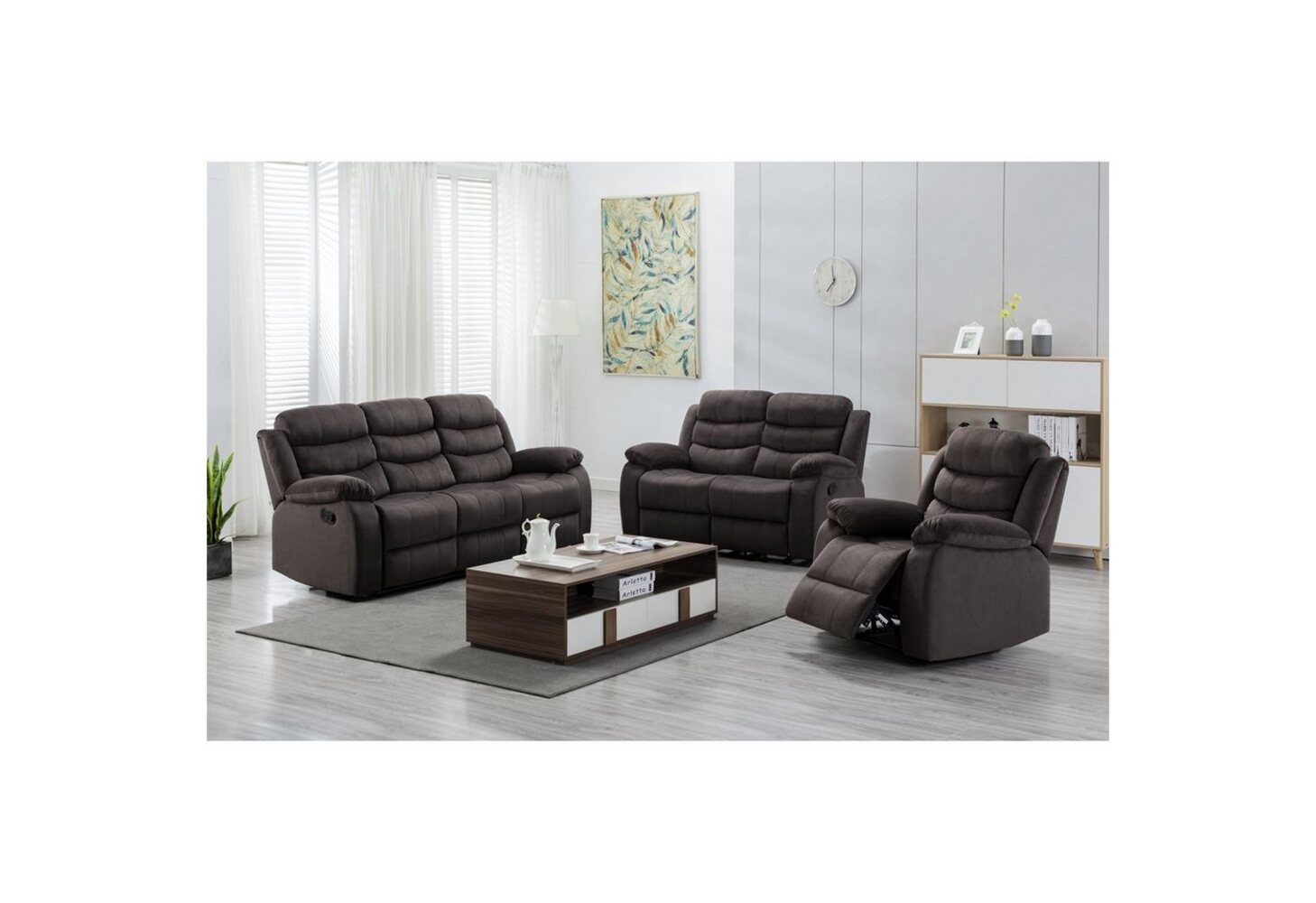 HTI-Living Polstergarnitur Sofagarnitur Kirwall, (Set, 3-tlg, 1x Sofa, 1x Zweisitzer, 1x Sessel), Couch Zweisitzer Sessel mit Fußstütze Bild 1