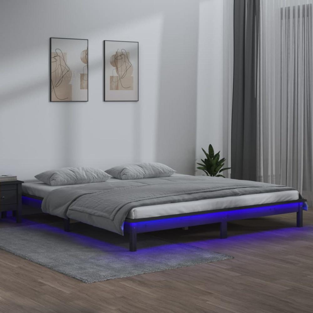 Massivholzbett mit LEDs Grau 120x200 cm [820603] Bild 1