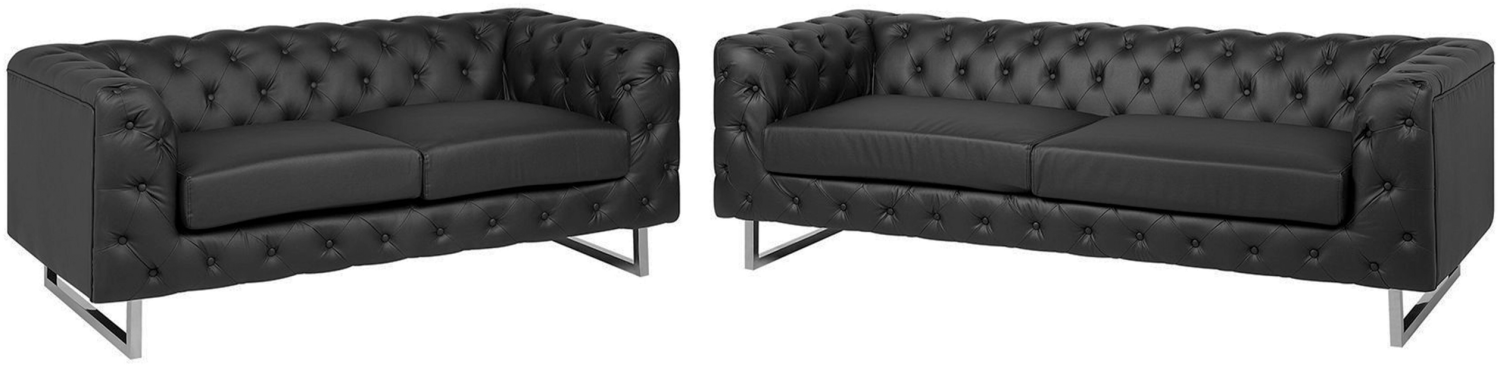 Sofa Set Kunstleder schwarz 5-Sitzer VISSLAND Bild 1