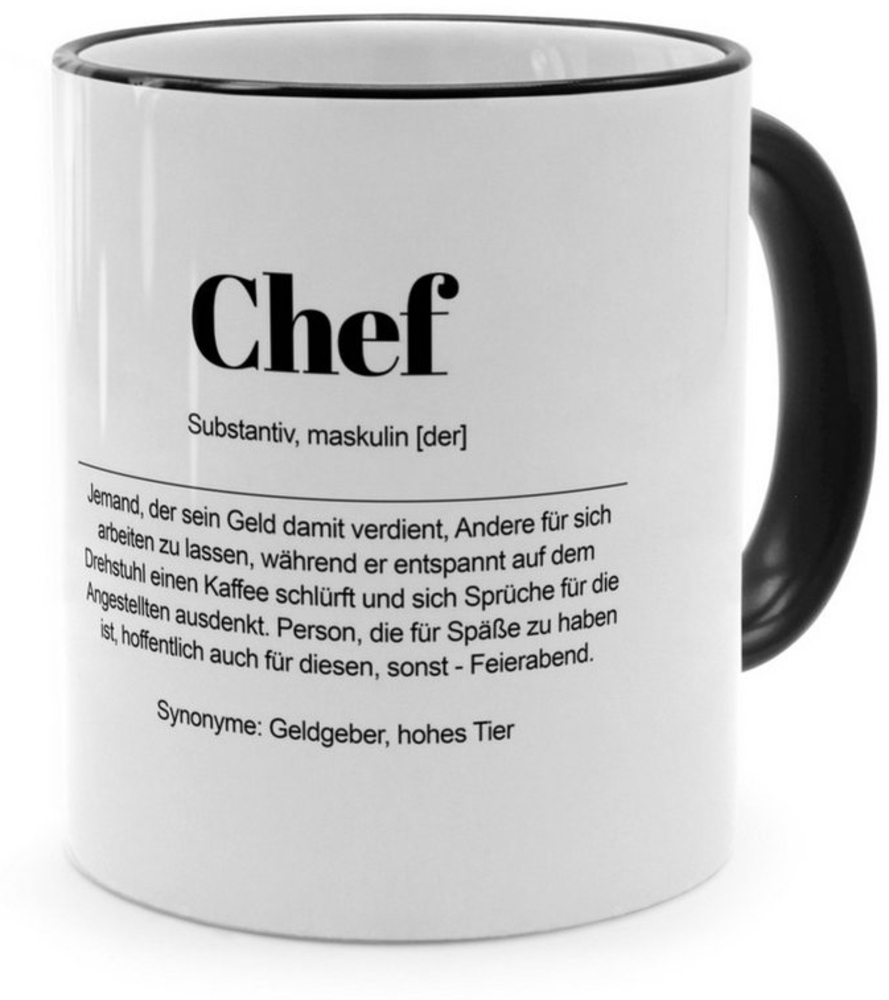 PhotoFancy Tasse mit Definition 'Chef' - Tasse mit Spruch, Tasse Standard - Henkel & Rand: Schwarz Bild 1