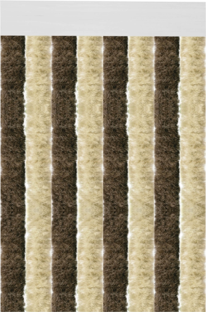 Flauschvorhang 160x185 cm in Unistreifen beige - braun, perfekter Insekten- und Sichtschutz für Ihre Balkon- und Terrassentür, viele Farben Bild 1