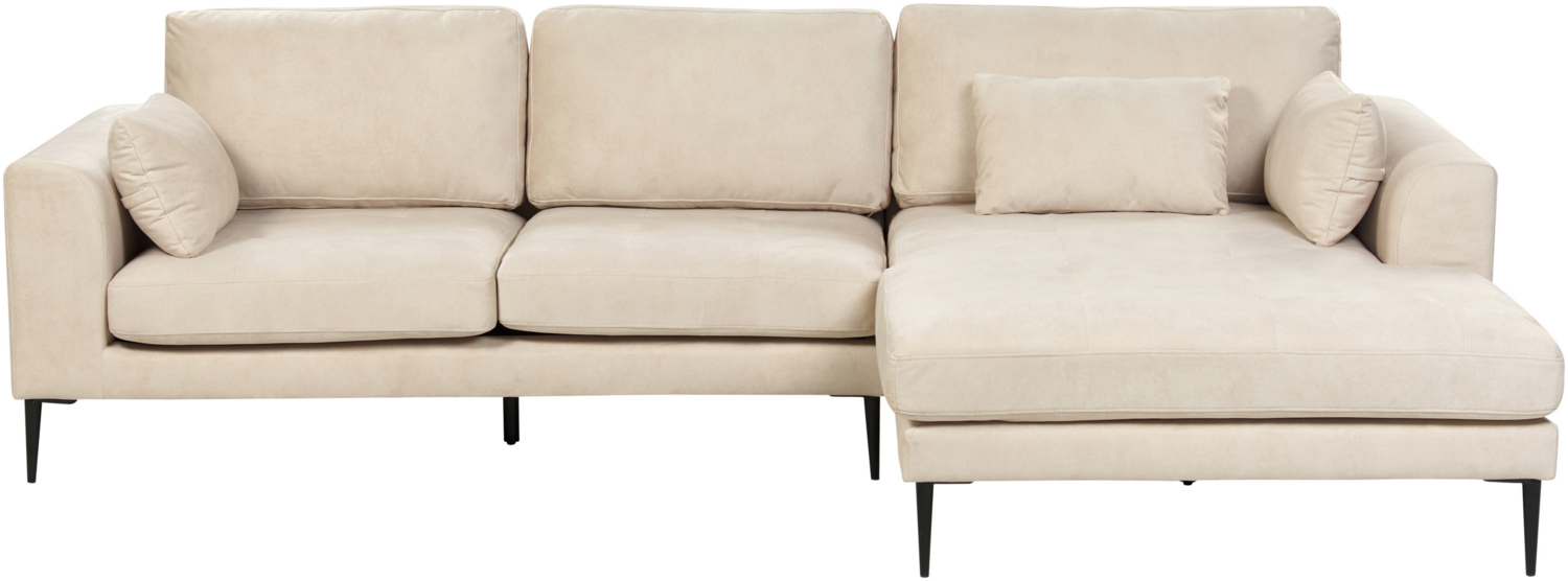 Ecksofa FLAM Samtstoff Creme Linksseitig Bild 1