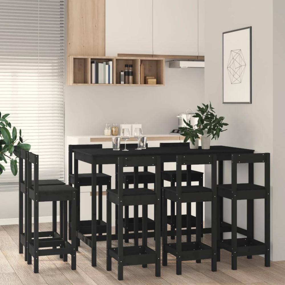 vidaXL 9-tlg. Bar-Set Schwarz Massivholz Kiefer 3124726 Bild 1