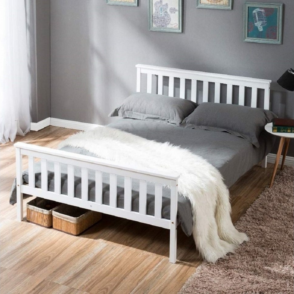 BlingBin Einzelbett Holzbett Kinderbett Jugendbett (1-tlg, mit Lattenrost Holzbett und Kopfteil, 140×200CM), Abmessung: 148 x 208 x 82 cm Bild 1