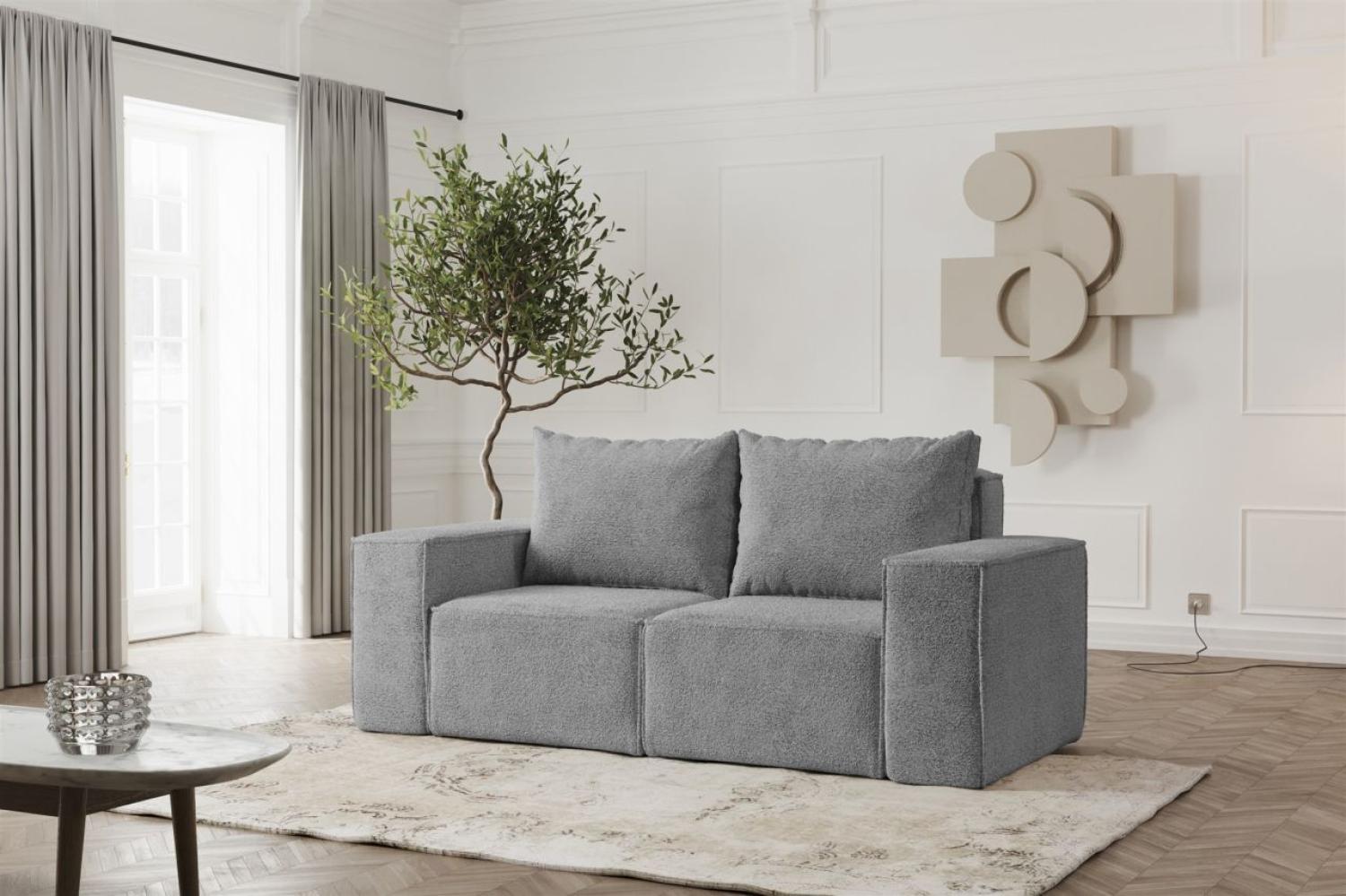 Sofa Designersofa ESTELLE 2-Sitzer in Stoff Abriamo Grau Bild 1