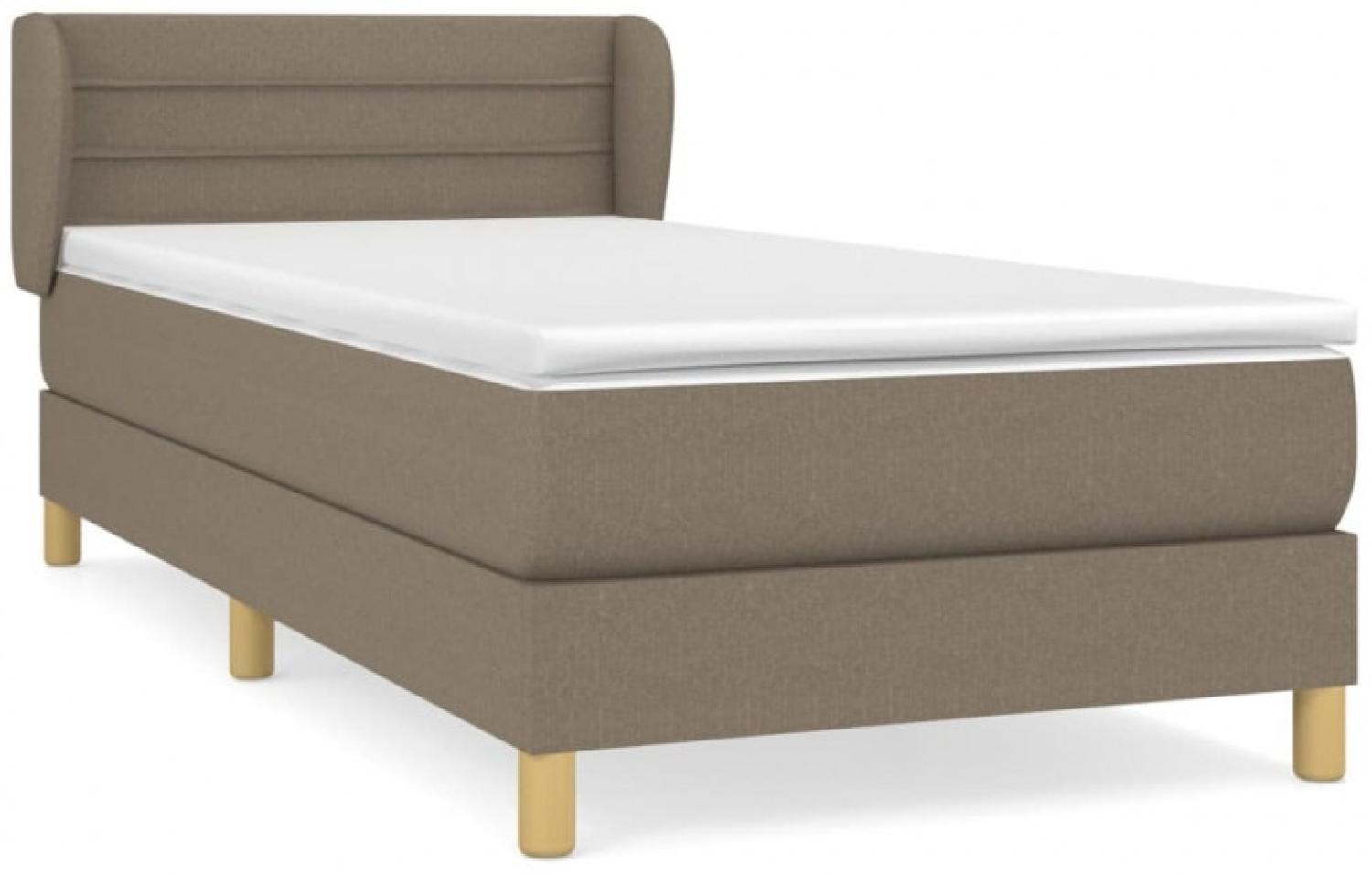 Einzelbett, Polsterbett mit Matratze Stoff Taupe 100 x 200 cm Bild 1