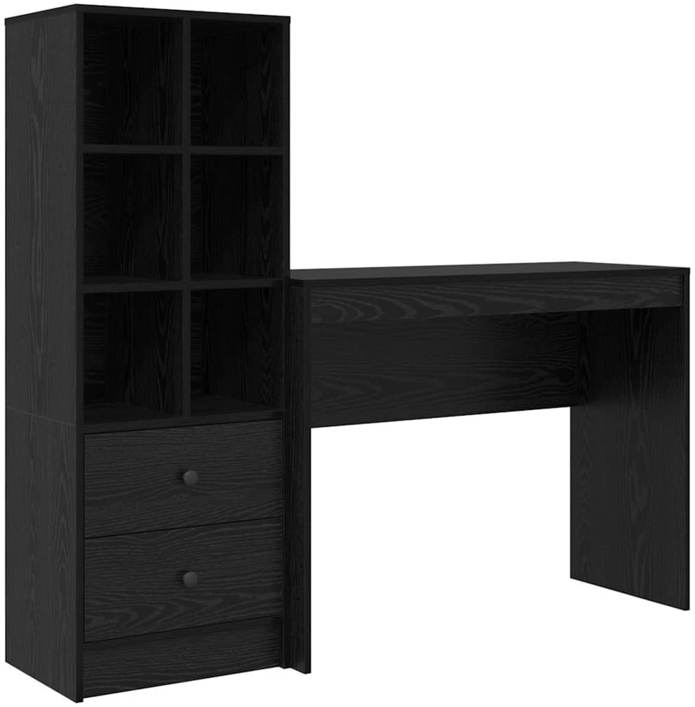 vidaXL Schreibtisch mit Stauraum mit Regal 2 pcs Schwarz Eichen-Optik 3337330 Bild 1