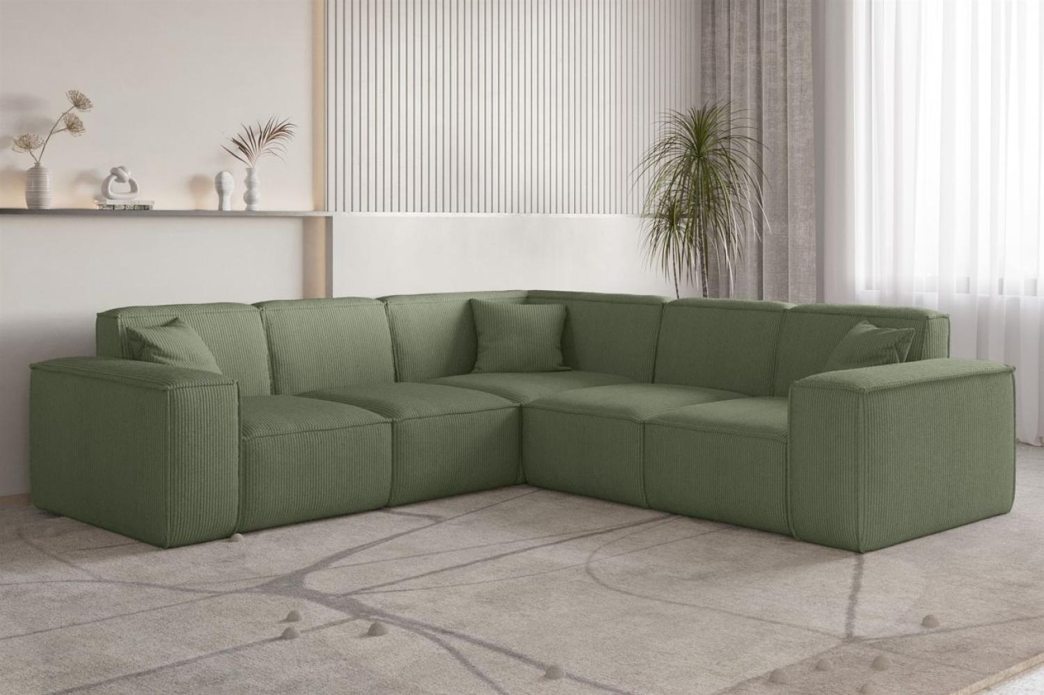 Ecksofa Designersofa CELES PREMIUM in Stoff Scala Forest Seite Universal Bild 1