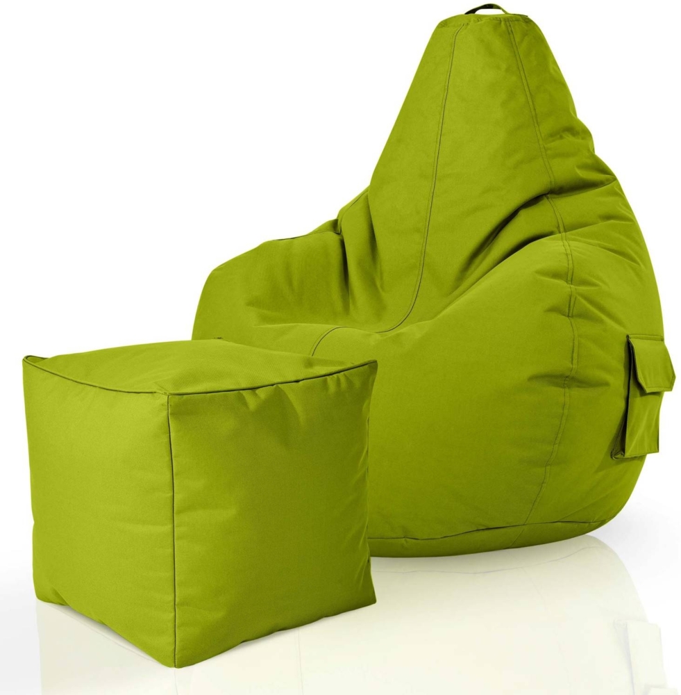 Green Bean® Bean Bag-Sitzsack + Hocker, 2er-Set, waschbar & schmutzabweisend, Polyester / PVC, EPS-Füllung, Grün Bild 1
