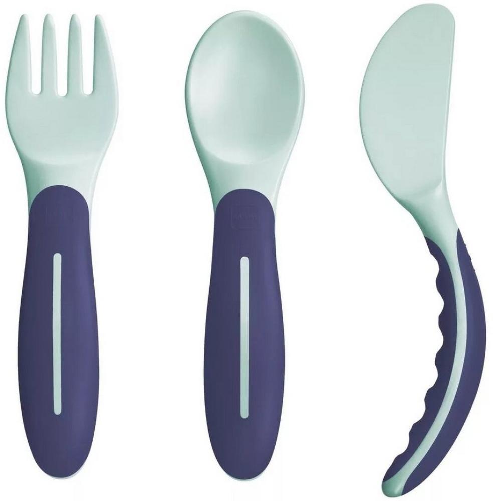 MAM Kinderbesteck Baby's Cutlery 6M+ Babybesteck (3-tlg), Kunststoff, mit rutschfesten Griffen Bild 1