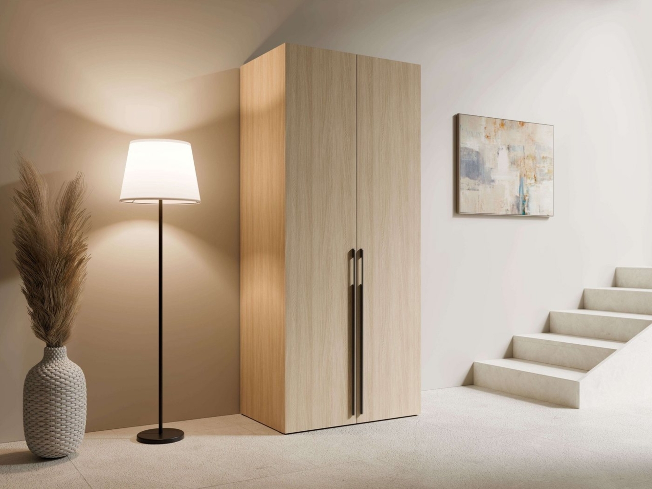 Home affaire Kleiderschrank TRENTO Garderobe, mit langen, schwarzen Griffen und Türdämpfer (Maße B/T/H 110,9/58/207,5cm, Made in Europe) mit ABS Kantenschutz Bild 1