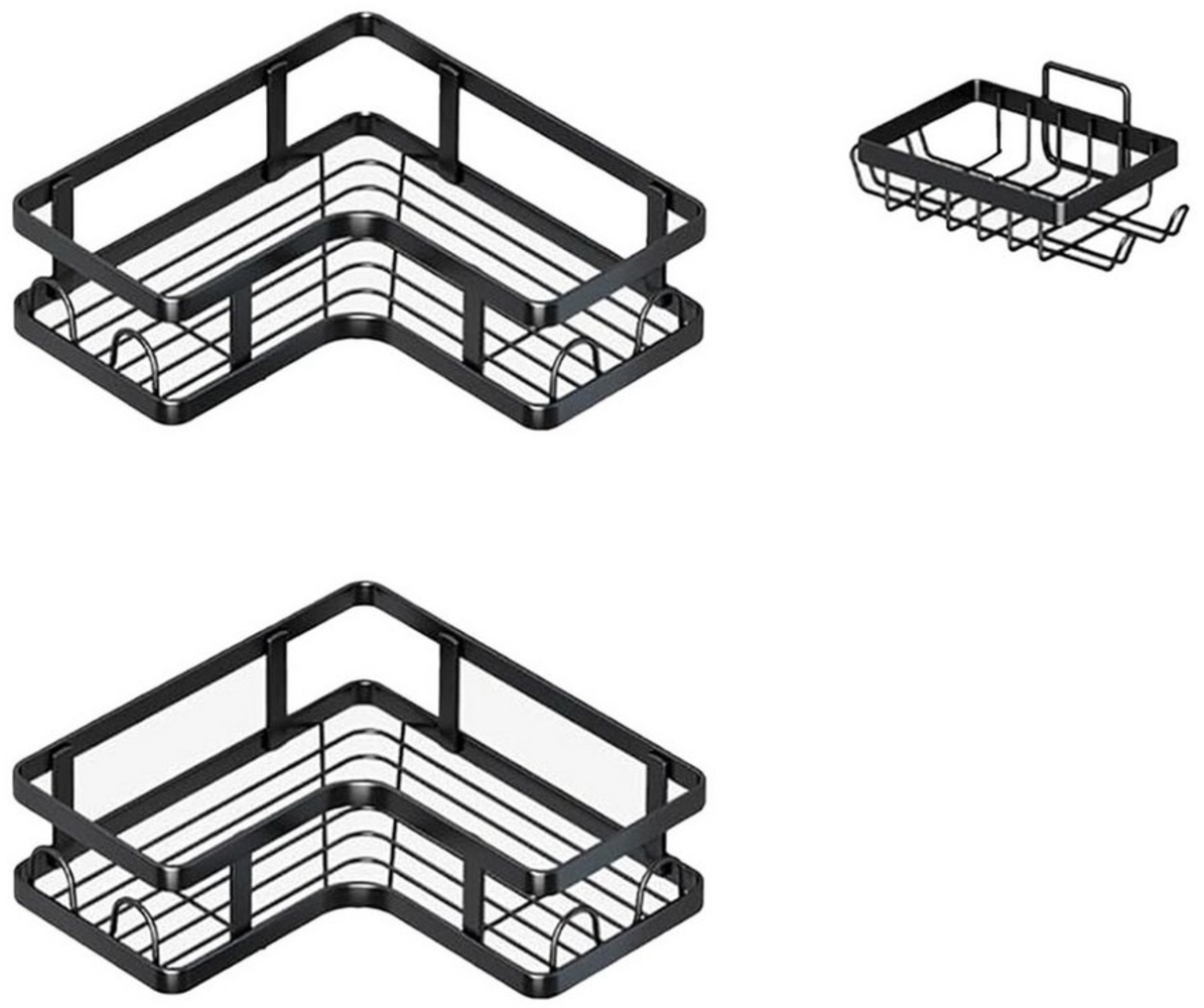 BlingBin Duschregal 3 Stück Seifenhalter Dusche Badezimmerregal Duschgelhalter, 3 Stück 3-tlg, Duschregal ohne Bohren für Badezimmer Duschkörbe Shower Organizer Bild 1