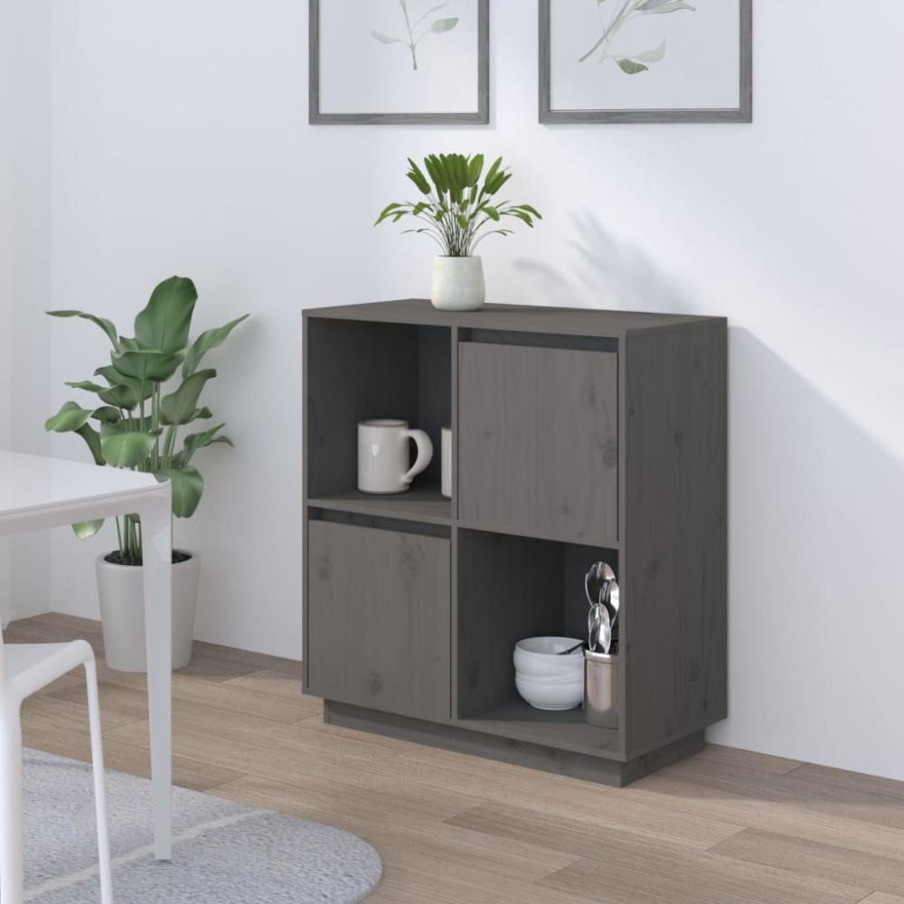 vidaXL Sideboard Grau 74x35x80 cm Massivholz Kiefer 814351 Bild 1