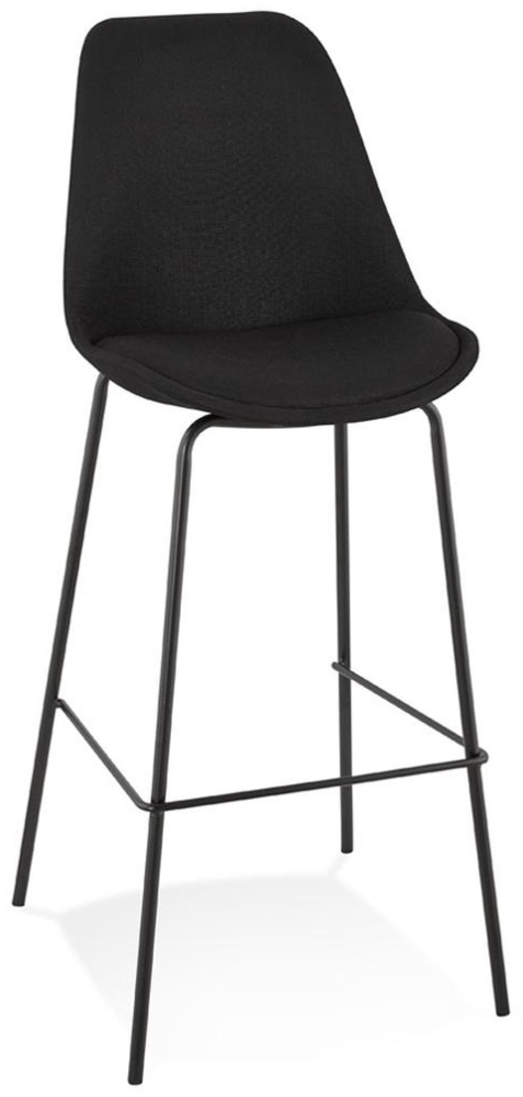 Kadima Design Sitzhocker Schwarz | 75 cm Sitzhöhe | Gepolstert Rückenlehne Fußstütze | Stoff Metall | 100 kg belastbar Bild 1