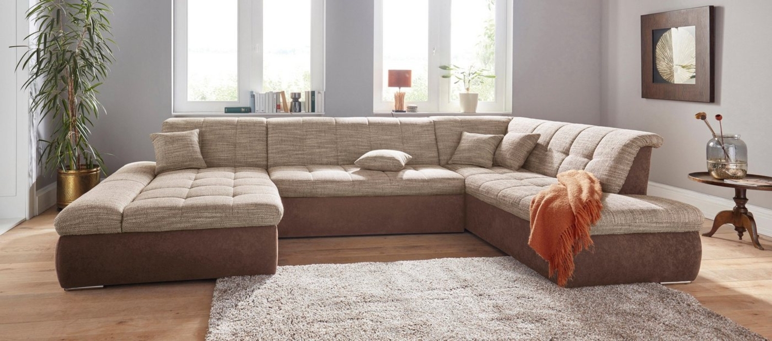 DOMO collection Wohnlandschaft PB Moric wahlweise mit Bettfunktion und Armteilverstellung U-Form, XXL-Format B/T/H: 353/216/80 cm, feine Steppung, incl. Zierkissen Bild 1