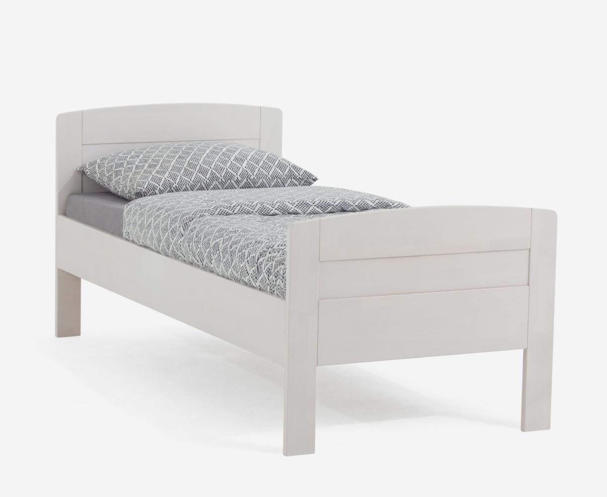 Dico Massivholz Einzelbett Komfortbett Seniorenbett 430.00, Buche weiß lackiert Größe 90x220 cm Bild 1