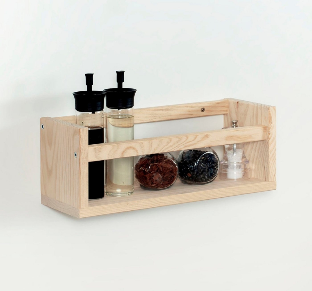 Calicosy Wandregal aus massiver Kiefer - L40 x H15 cm - Helles Holz Bild 1