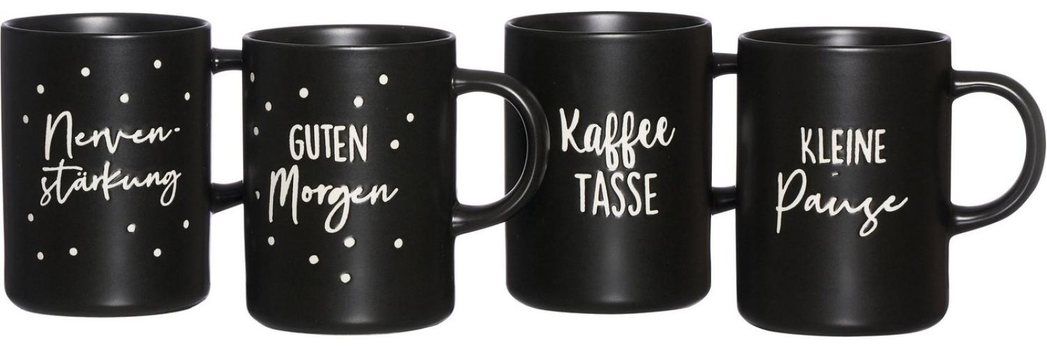 Ritzenhoff & Breker Kaffeebecher-Set Svart, 4-tlg, Kaffee Becher, Tasse, Porzellan, Schwarz, 390 ml, 318418 Bild 1