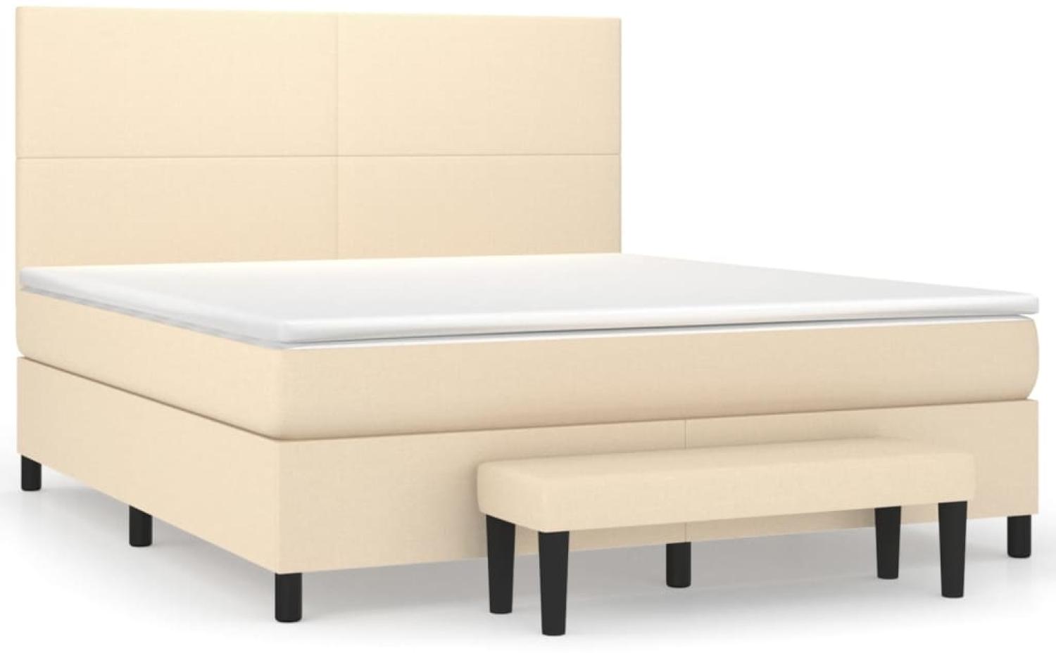 vidaXL Boxspringbett mit Matratze Stoff Creme 160x200 cm, Härtegrad: H2 [3136450] Bild 1