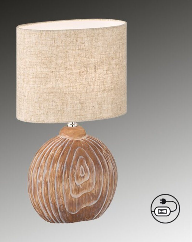 Fischer & Honsel 50606 Tischleuchte Tobse holzfarben Leinen sandfarben 39cm Bild 1