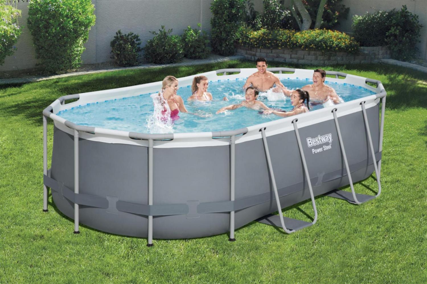 Bestway Power Steel Aufstellpool Oval 427x250x100 cm 92825 Bild 1