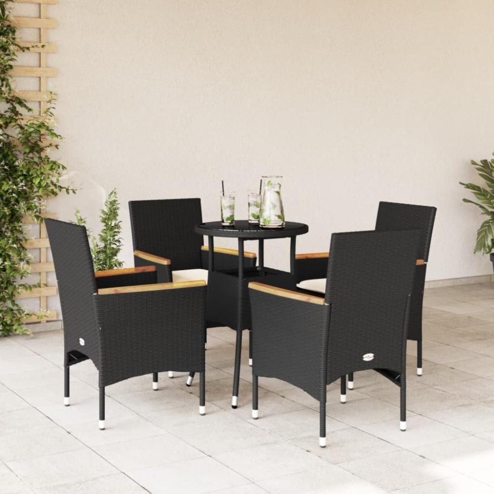 vidaXL 5-tlg. Garten-Essgruppe mit Kissen Schwarz Poly Rattan und Glas 3278722 Bild 1