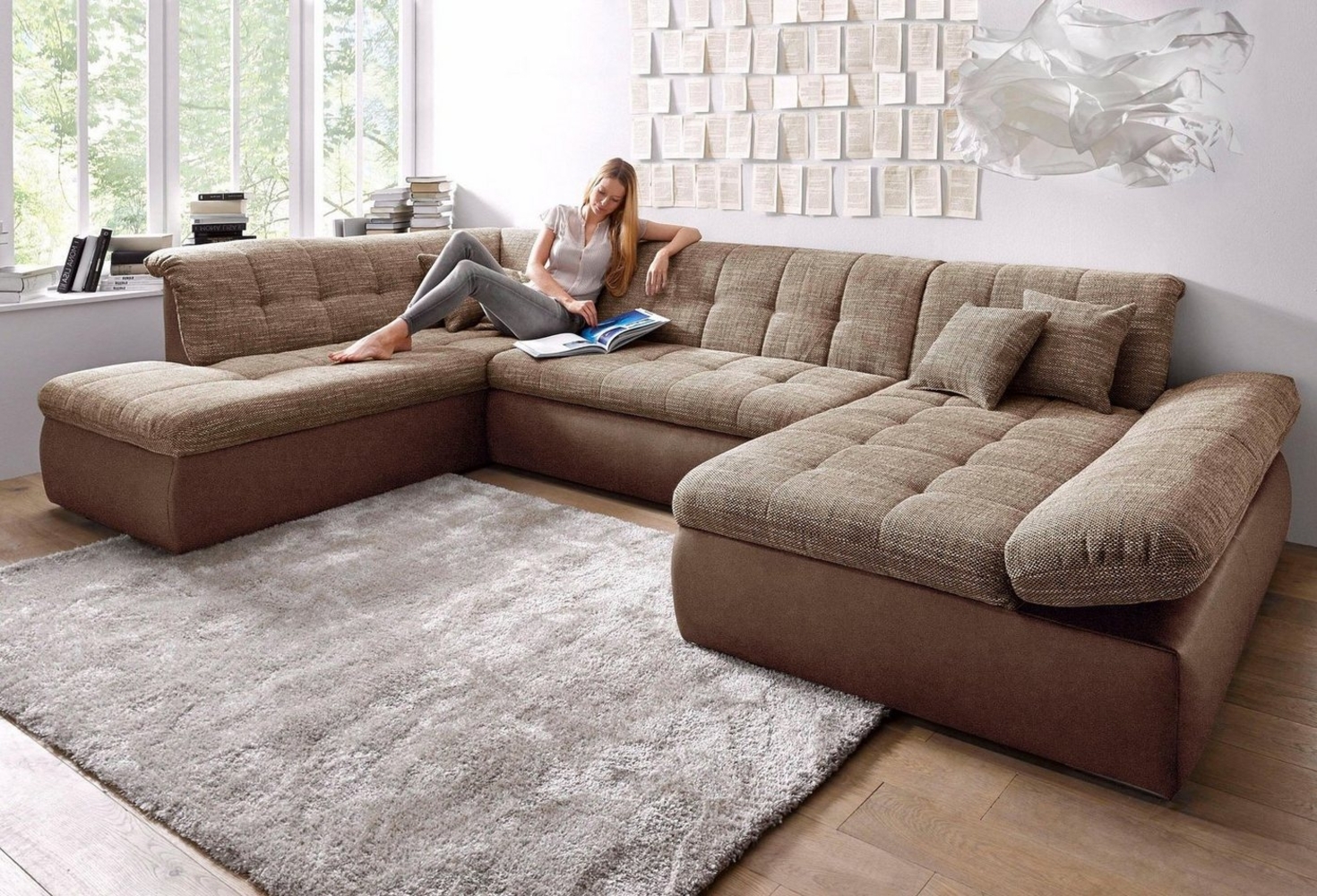DOMO collection Wohnlandschaft Moric U-Form auch in Cord, im XXL-Format, wahlweise mit Bettfunktion und Armlehnenverstellung Bild 1