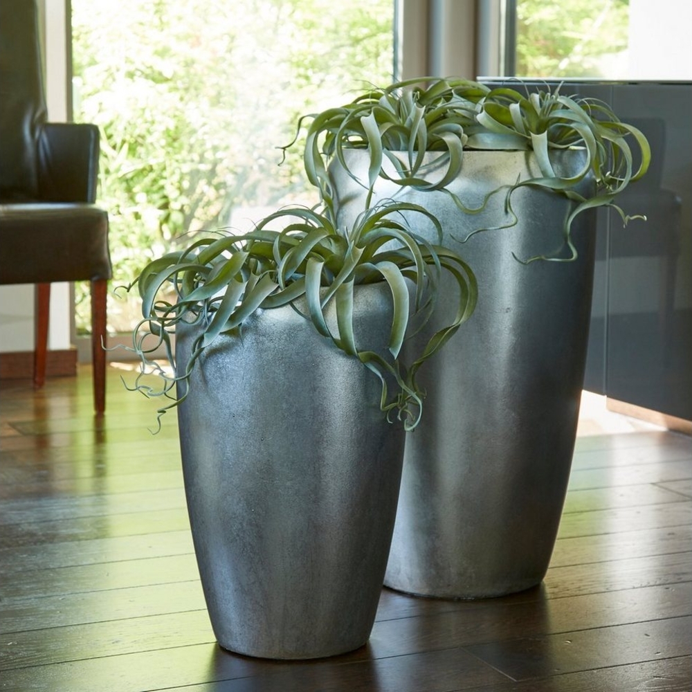 Flingora Bodenvase Gloria, mit Einsatz - Fiberglas - Indoor - Silber - Höhe 51 cm Bild 1