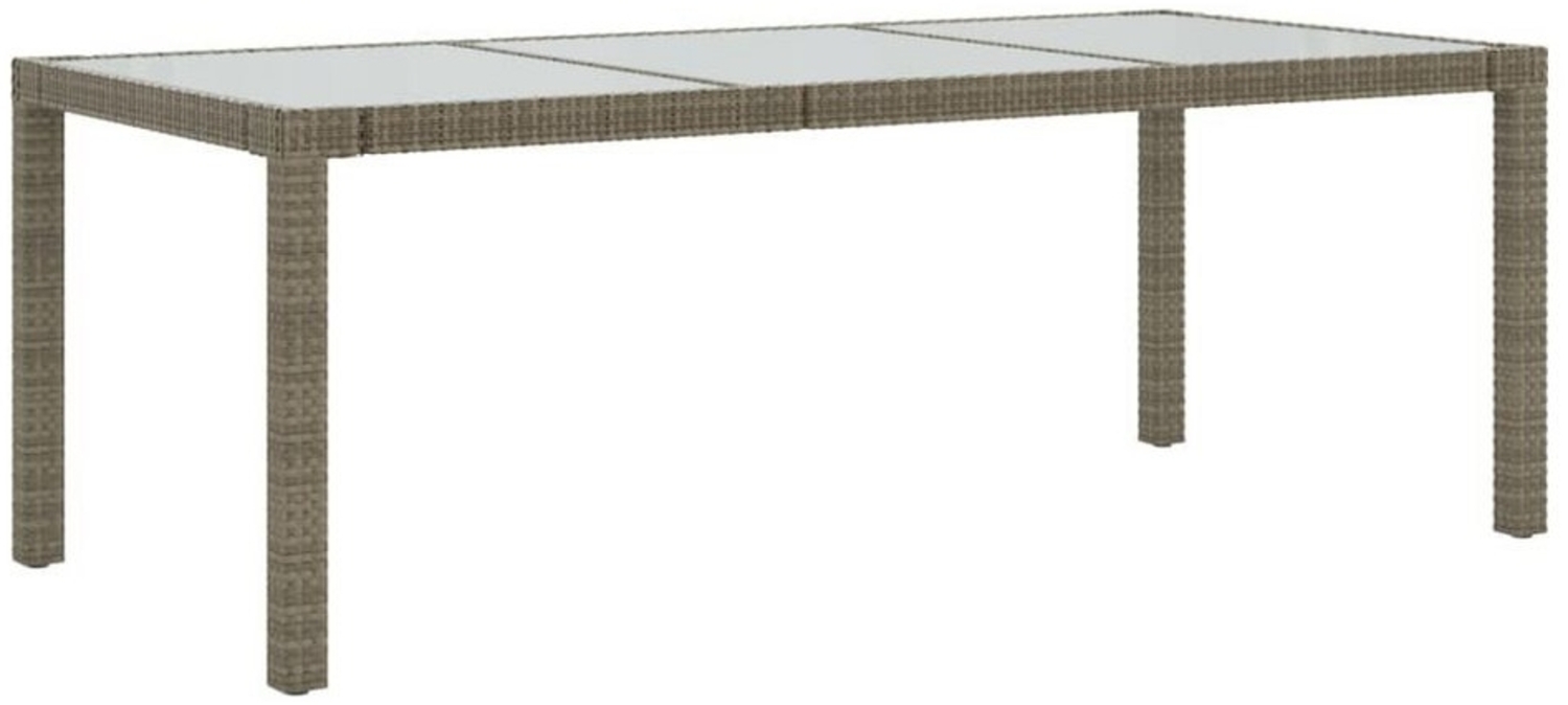 vidaXL Gartentisch Grau 190x90x75 cm Hartglas und Poly Rattan 316714 Bild 1