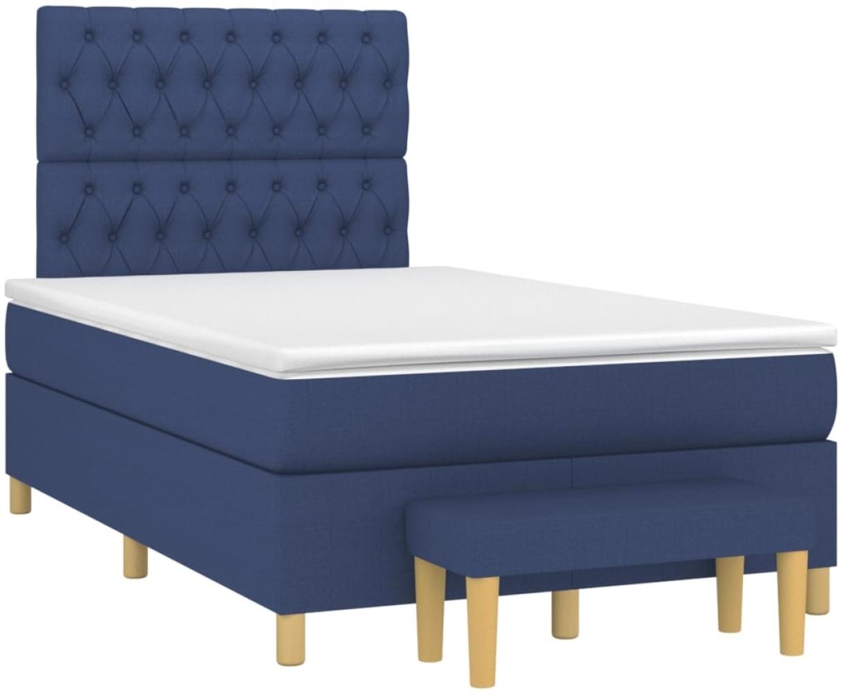 vidaXL Boxspringbett mit Matratze Blau 120x190 cm Stoff 3270431 Bild 1