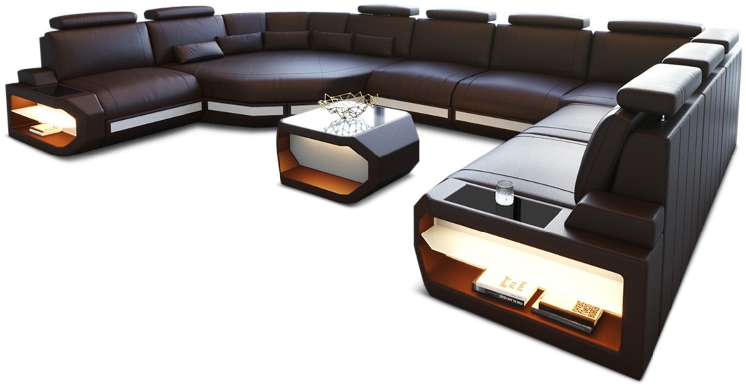 Sofa Dreams 'Asti U' Wohnlandschaft, 93 x 280 x 427 cm, Braun / Weiß, Echtleder, Rechts Bild 1