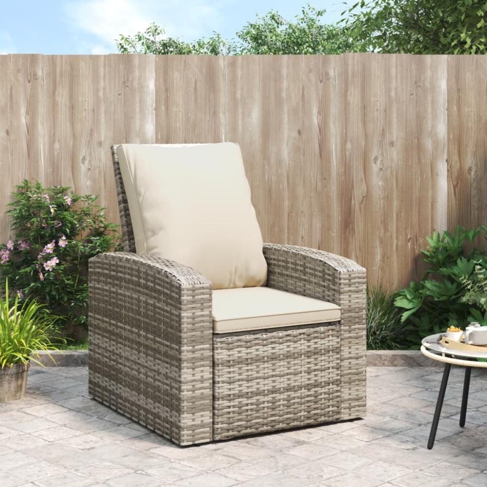 vidaXL Gartensessel Verstellbar mit Kissen Hellbraun Poly Rattan 364103 Bild 1