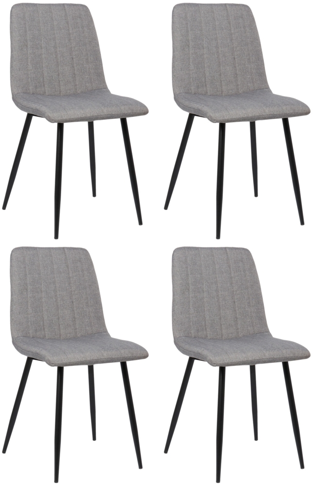 DELUKE® 4er Set Stühle LENZ Stoff - 88x45x53cm, grau, Metall Gestell Stühle Esszimmerstühle Stuhl Esszimmer Esstisch Stühle Küchenstuhl Bild 1