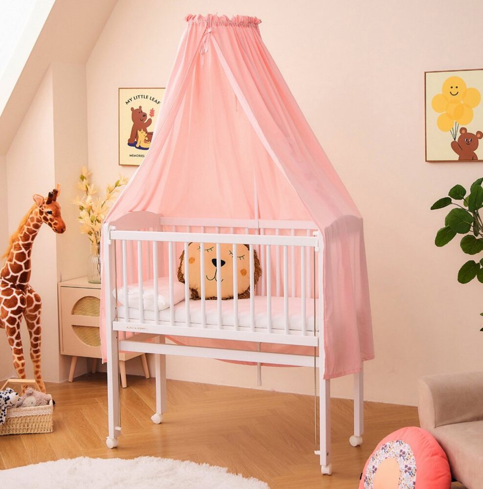 Alavya Home® Betthimmel Babybetthimmel mit Himmelstange Baldachin Insektenschutz für Babybett (2-tlg), Komplett-Set 100% Bio-Baumwolle, GOTS-geprüft, 150 x 240 cm Bild 1