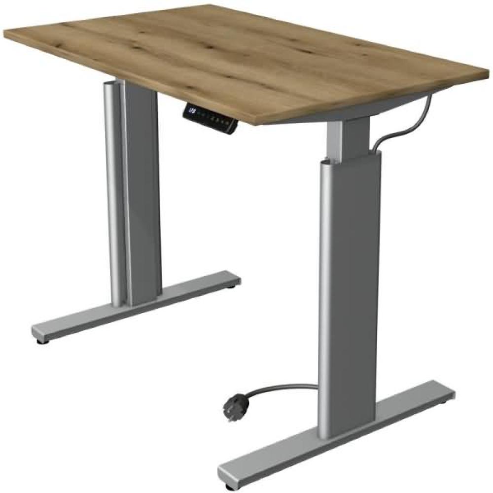 Kerkmann Schreibtisch Sitz-Stehtisch MOVE 3 silber 100x60x74-120cm elektr. höhenverstellbar asteiche Bild 1