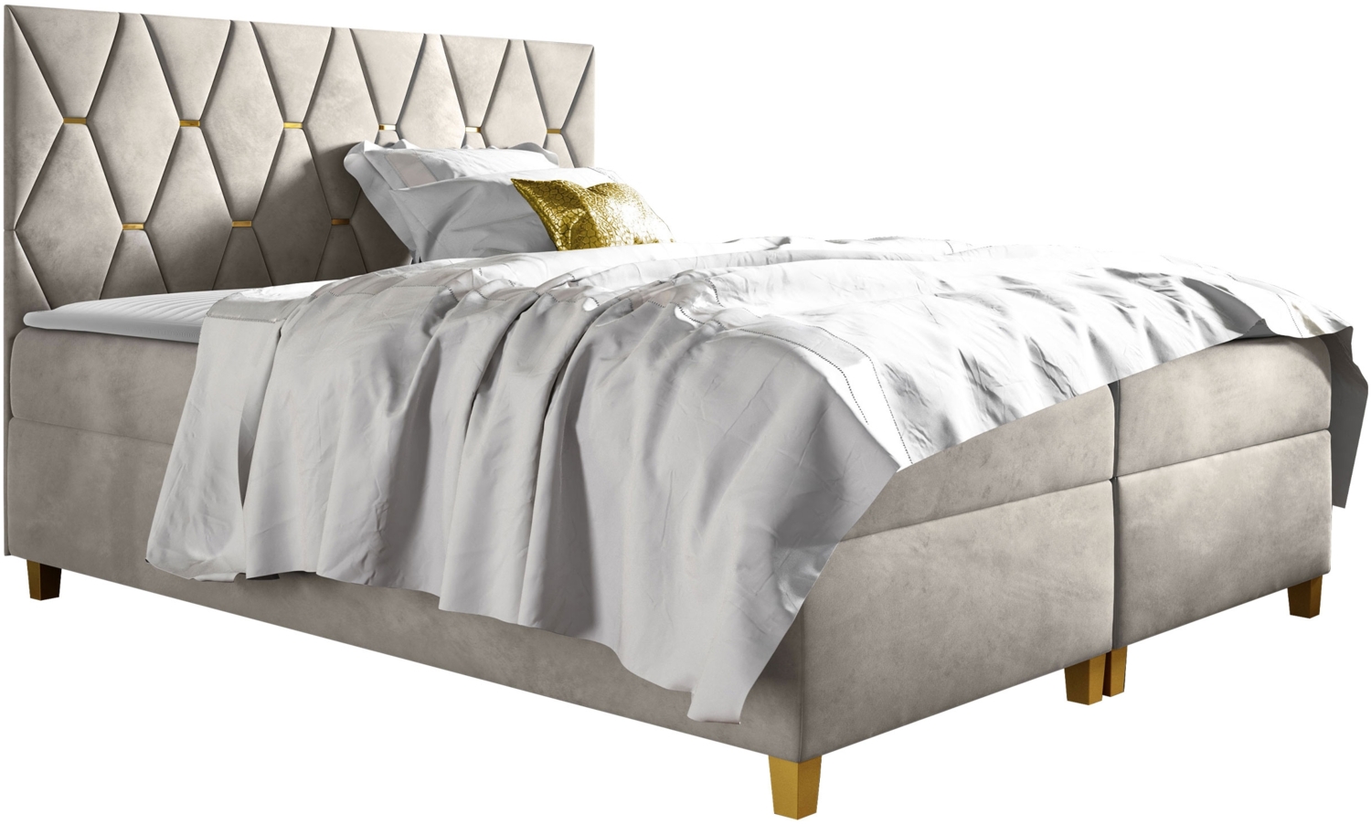 Boxspringbett 'Irossu' beige 180 x 200 cm Bild 1