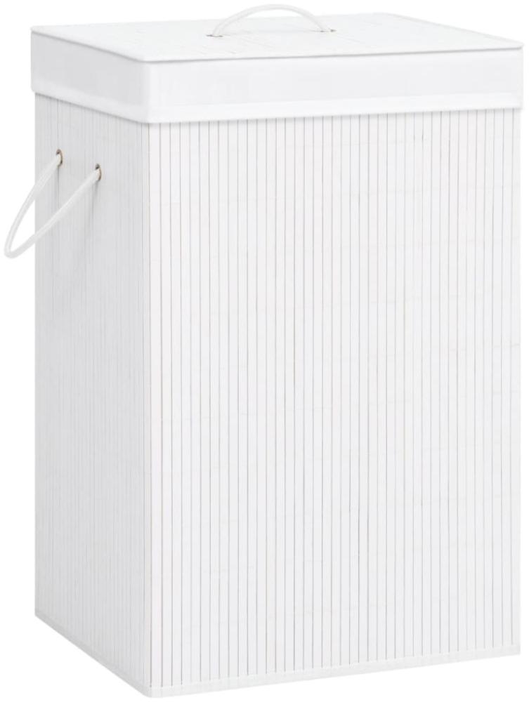 vidaXL Bambus-Wäschekorb mit 2 Fächern Weiß 72 L 320743 Bild 1
