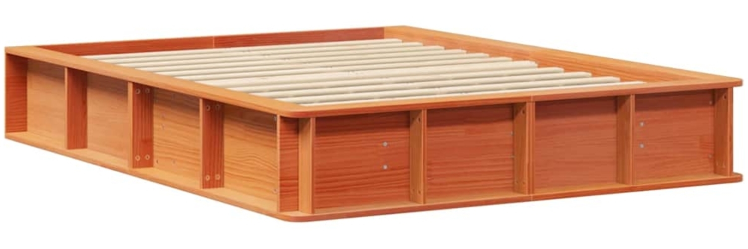 vidaXL Bettrahmen Wachsbraun 140 x 190 cm Massives Kiefernholz 3385723 Bild 1