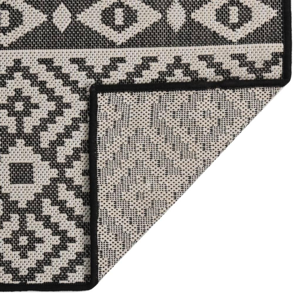 vidaXL Outdoor-Teppich Flachgewebe 120x170 cm Schwarz Gestreift 340851 Bild 1