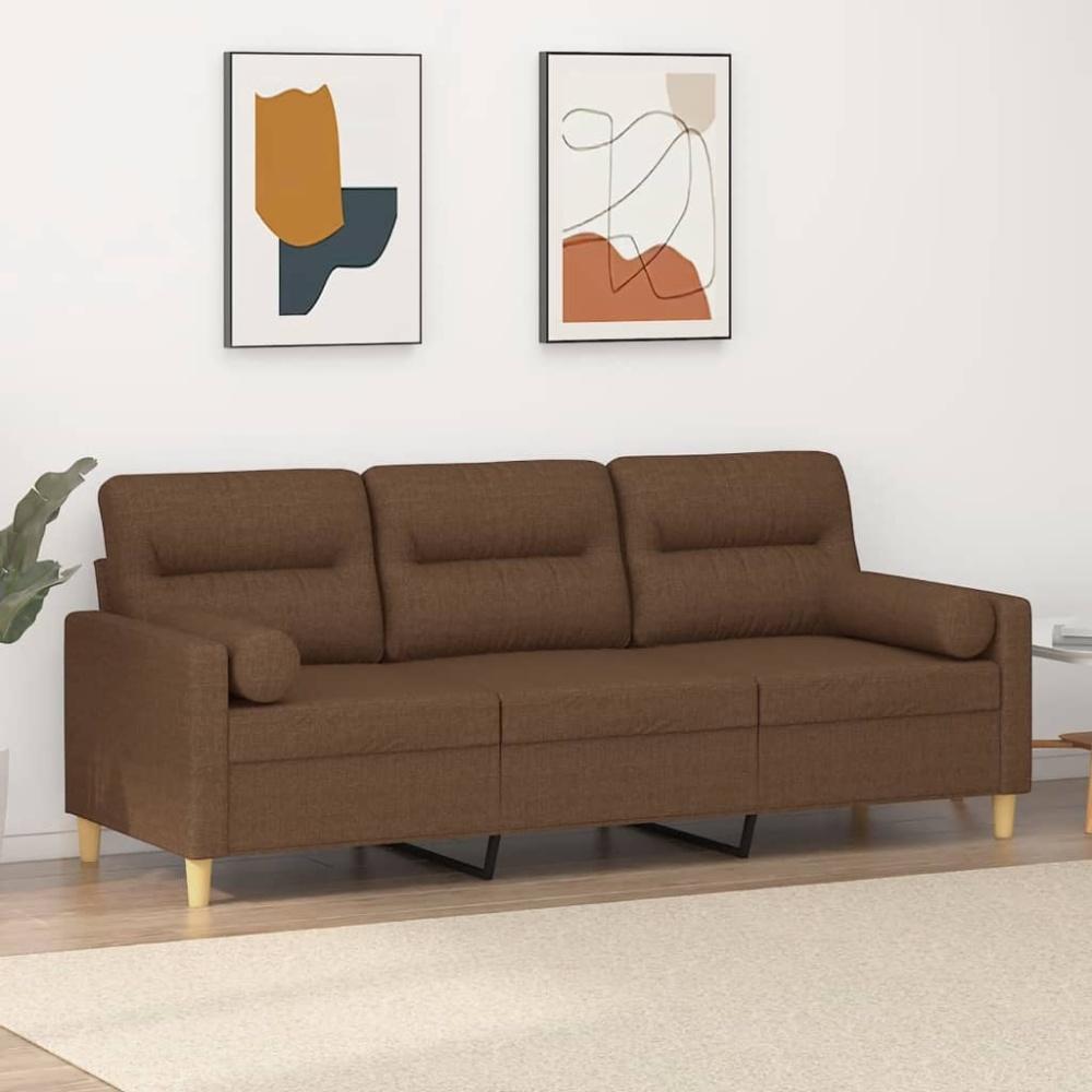 vidaXL 3-Sitzer-Sofa mit Zierkissen Braun 180 cm Stoff 3200832 Bild 1