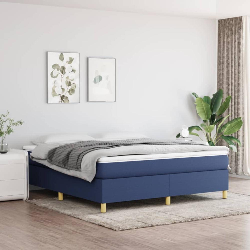 vidaXL Boxspringbett mit Matratze Blau 160x200 cm Stoff 3144536 Bild 1