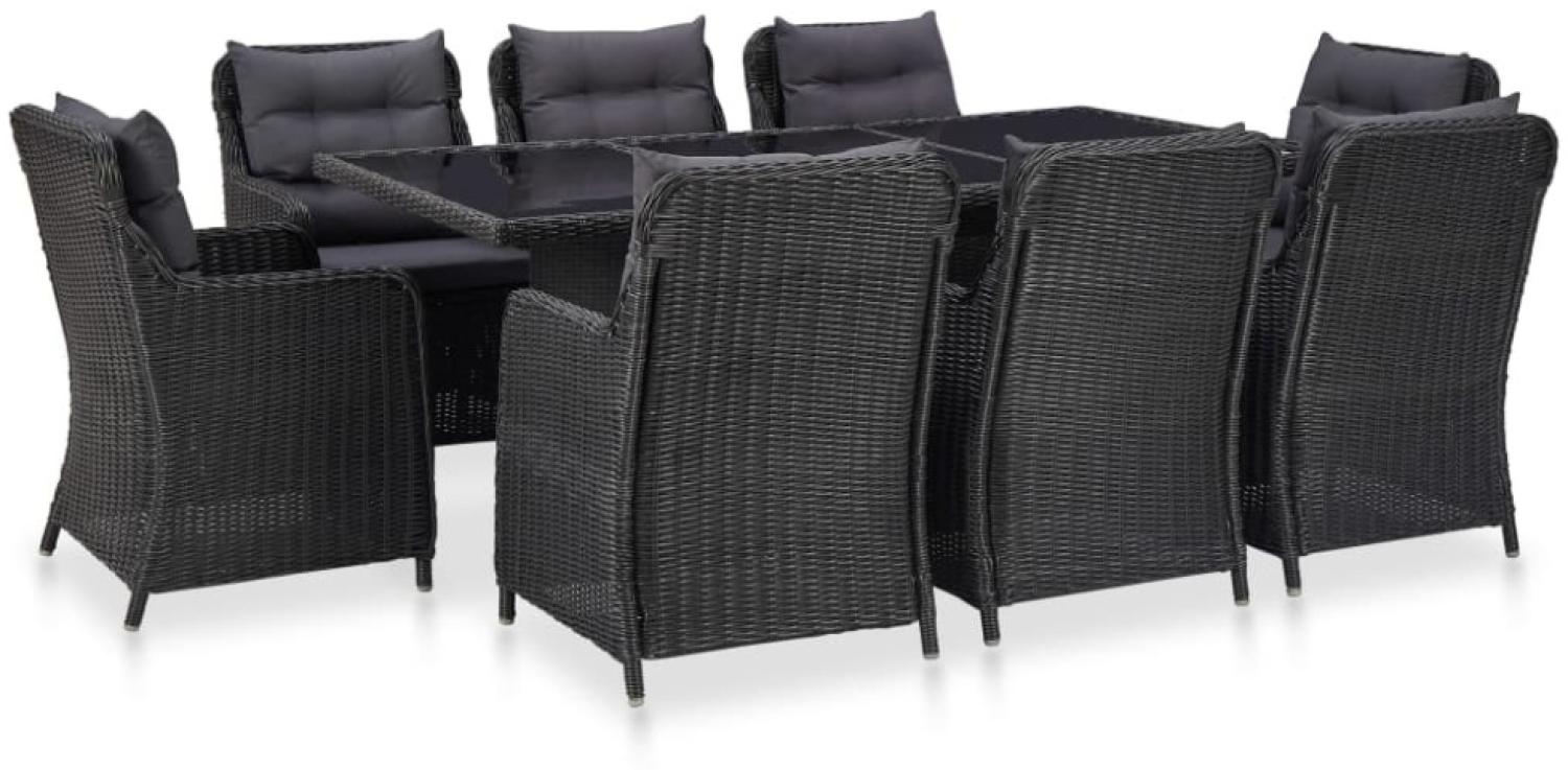 vidaXL 9-tlg. Garten-Essgruppe Poly Rattan Schwarz 3057809 Bild 1