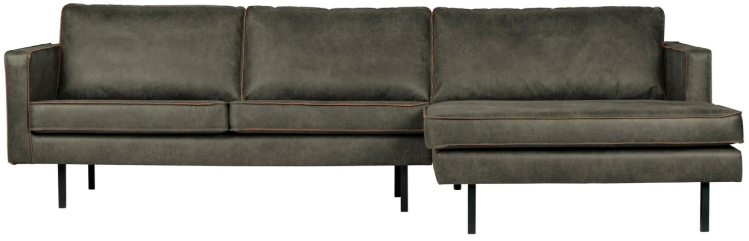 Longchair-Sofa Rodeo Rechts - Leder Army Bild 1