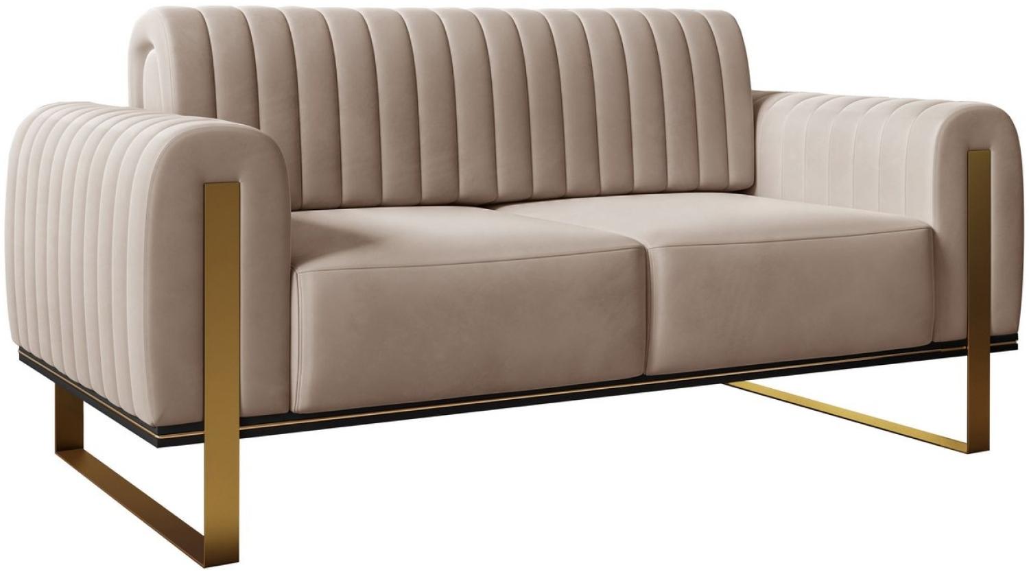 Furnix 2-Sitzer Fagiole-II Polstersofa elegante Couch mit goldenen Metallbeinen, drehbare Rückenlehne Bild 1