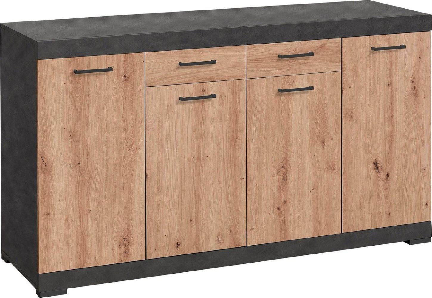 FMD Möbel - BRISTOL 4 XL - Kommode m. 4 Türen u. 2 SK - melaminharzbeschichtete Spanplatte - Matera / Artisan Oak - 160 x 89,9 x 49,9cm Bild 1